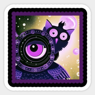 Steampunk Owl Space Explorers Sticker